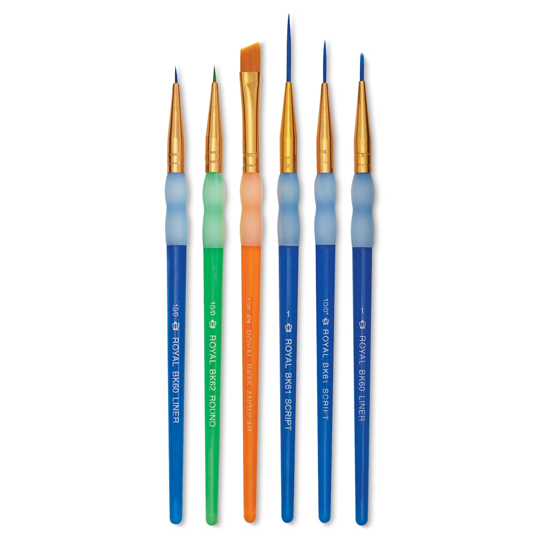 Open in modal - Royal & Langnickel Big Kid's Choice Lil' Grippers Synthetic Brushes - Deluxe Detail, Set of 6