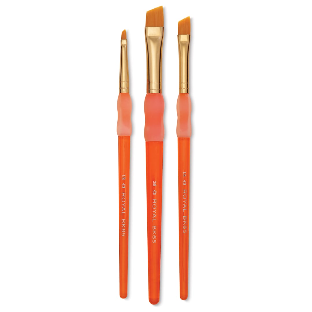 Open in modal - Royal & Langnickel Big Kid's Choice Lil' Grippers Synthetic Brushes - Angular, Set of 3