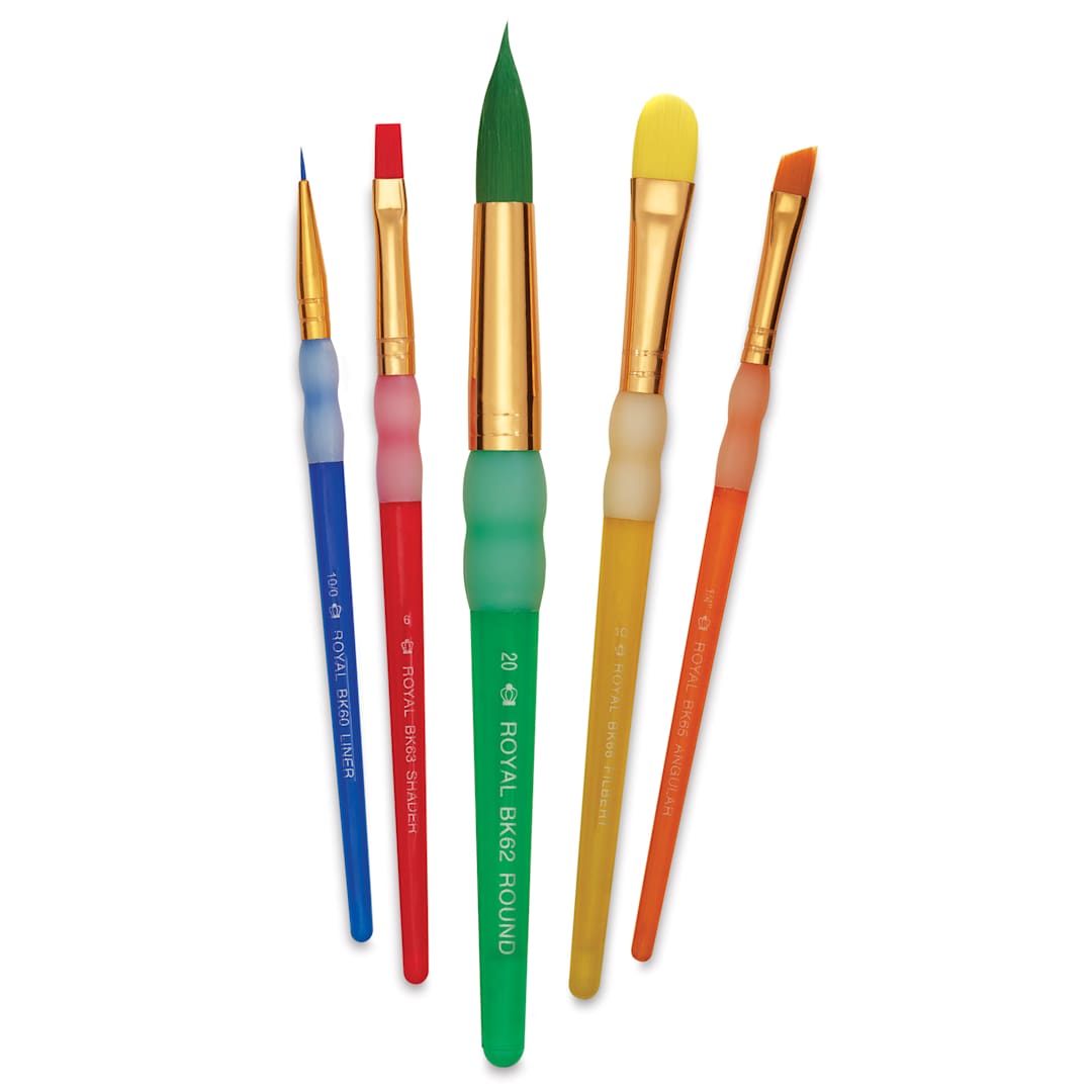 Open in modal - Royal & Langnickel Big Kid's Choice Lil' Grippers Synthetic Brushes - Round Variety, Set of 5