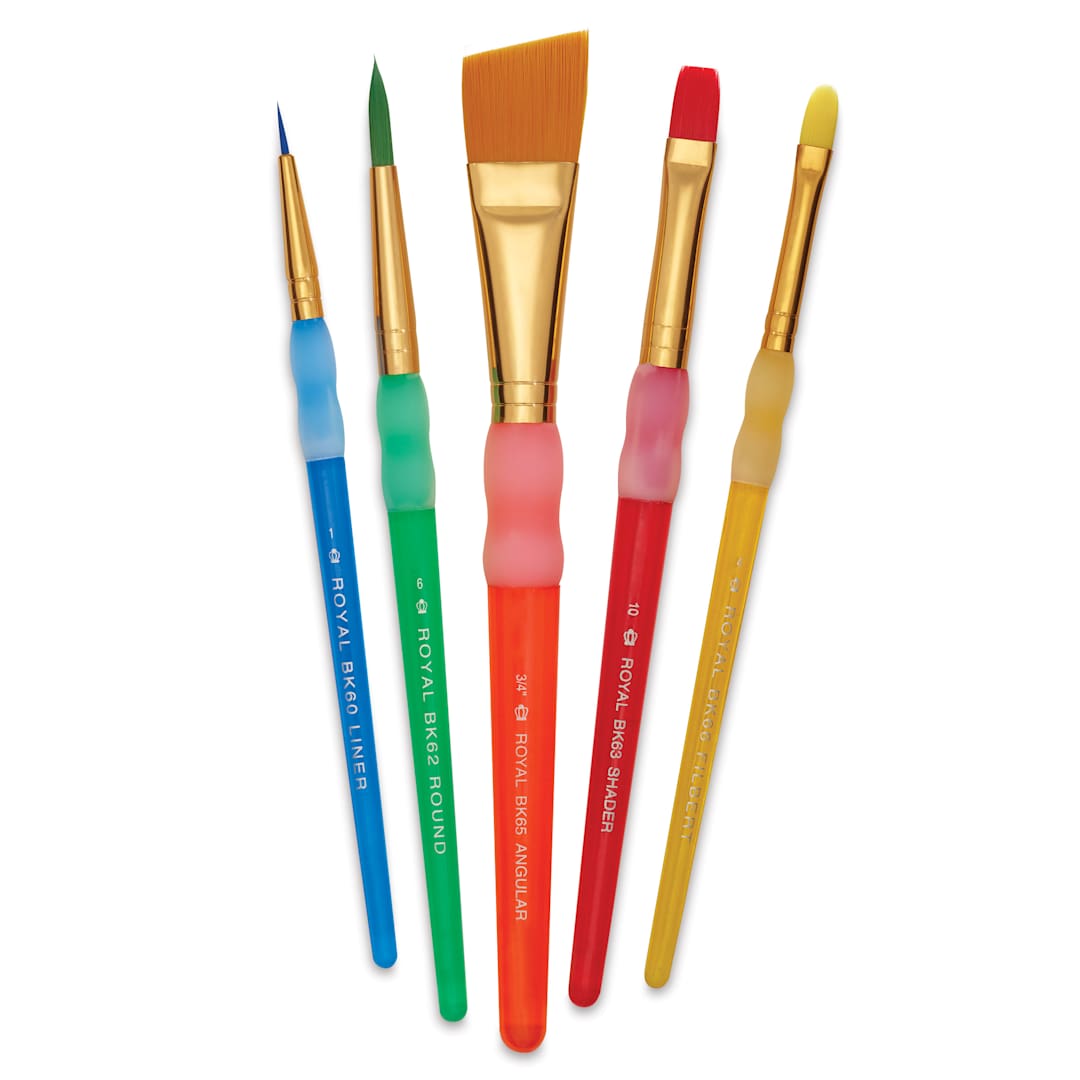 Open in modal - Royal & Langnickel Big Kid's Choice Lil' Grippers Synthetic Brushes - Angular Variety, Set of 5