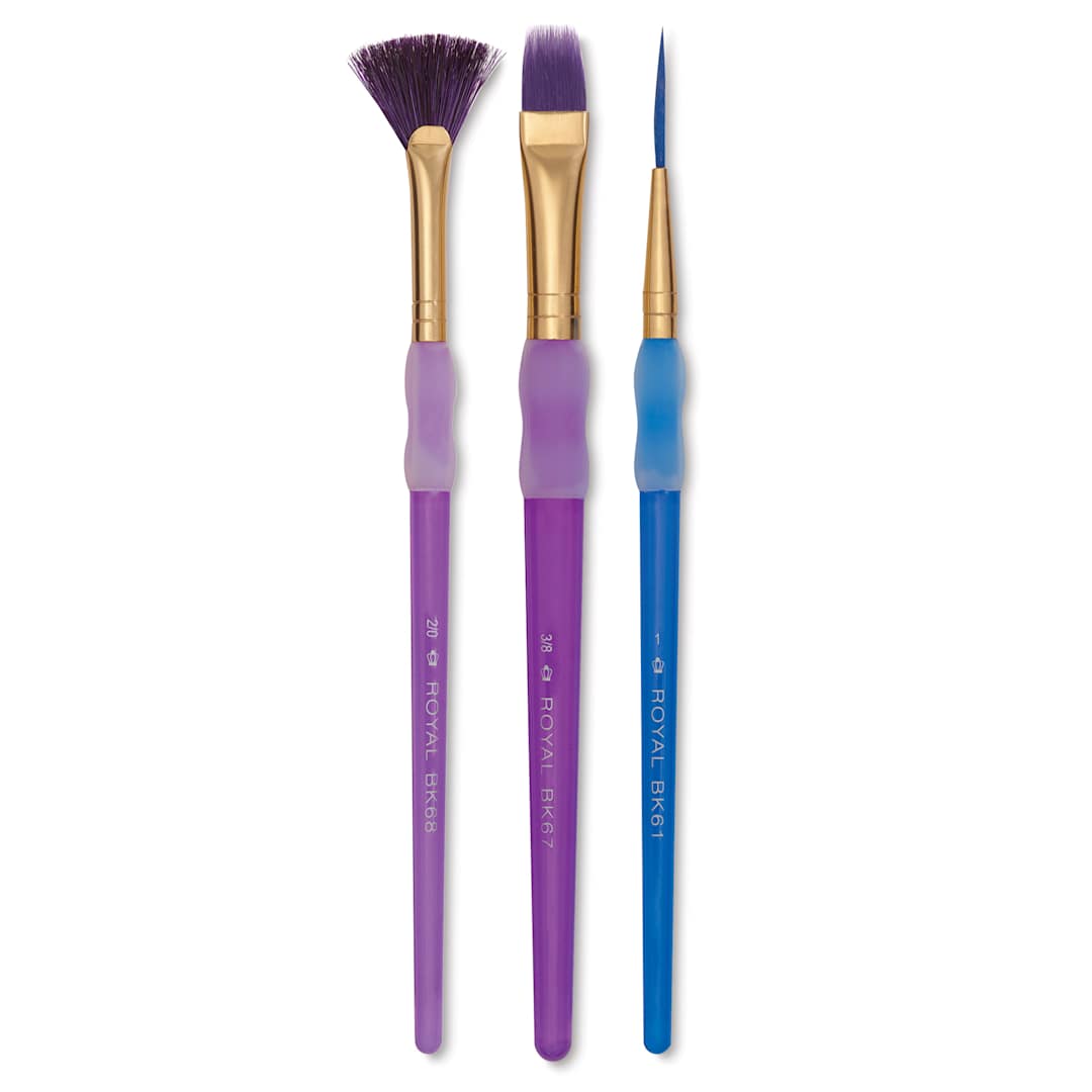 Open in modal - Royal & Langnickel Big Kid's Choice Lil' Grippers Synthetic Brushes - Specialty, Set of 3