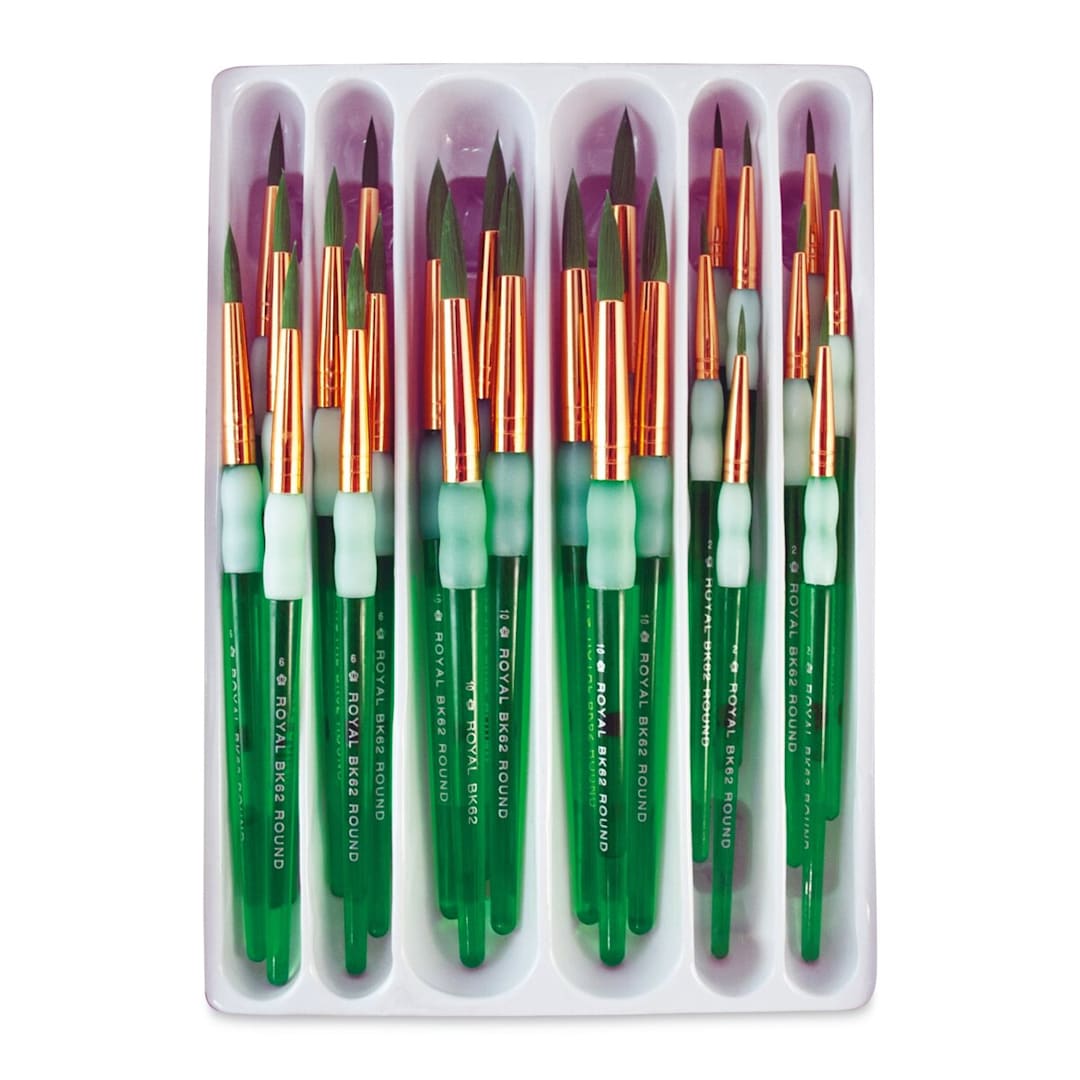 Open in modal - Royal & Langnickel Big Kid's Choice Synthetic Brush Set - Top view of Rounds, 24 pc set in tray