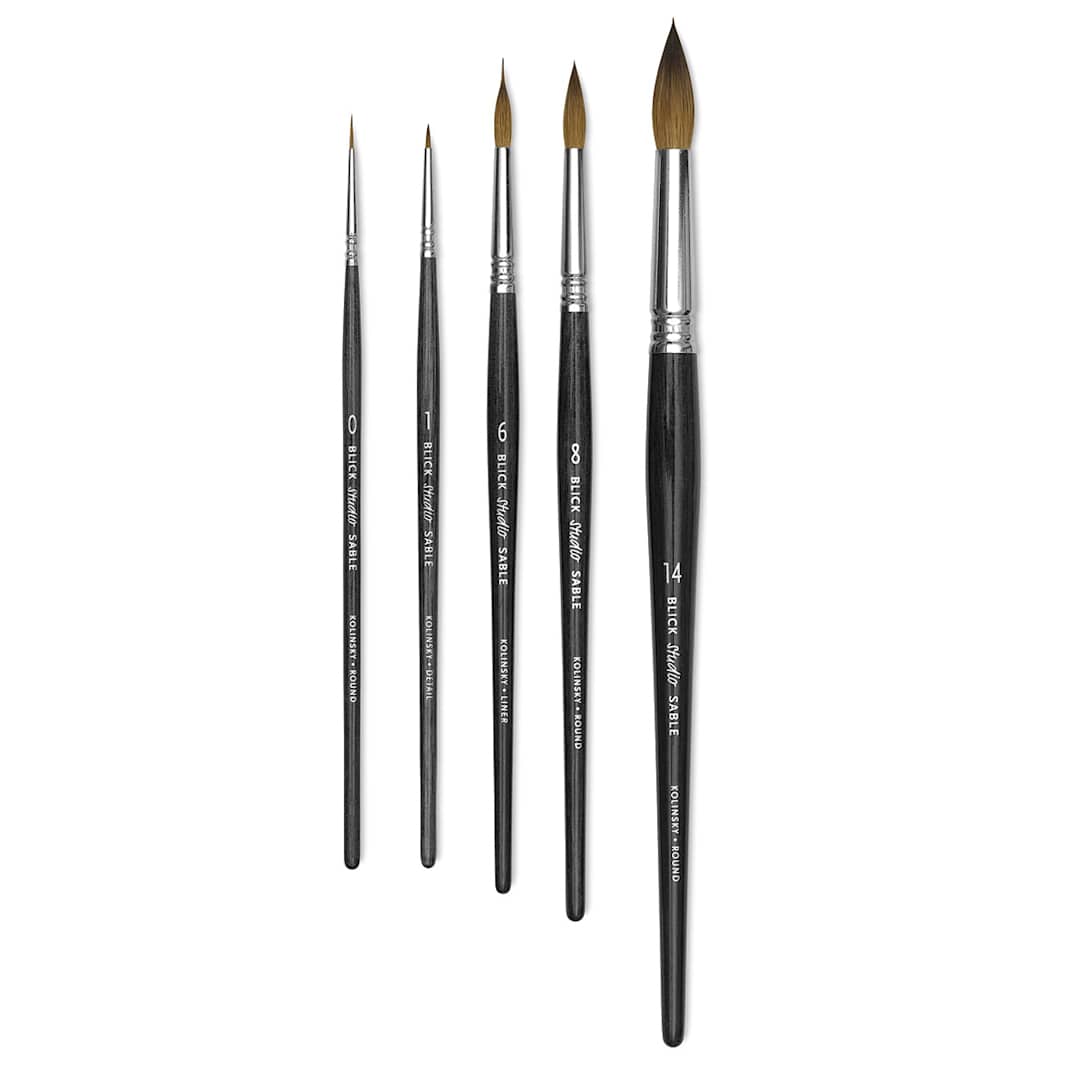 Open in modal - Blick Studio Sable Brushes - Set of 5 brushes shown upright
