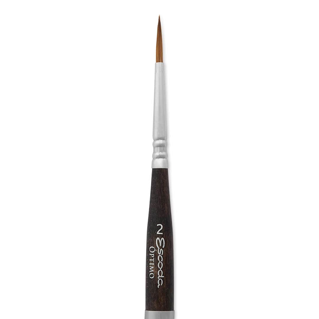 Open in modal - Escoda Optimo Kolinsky Sable Watercolor Travel Brush - Round, Size 2, close up