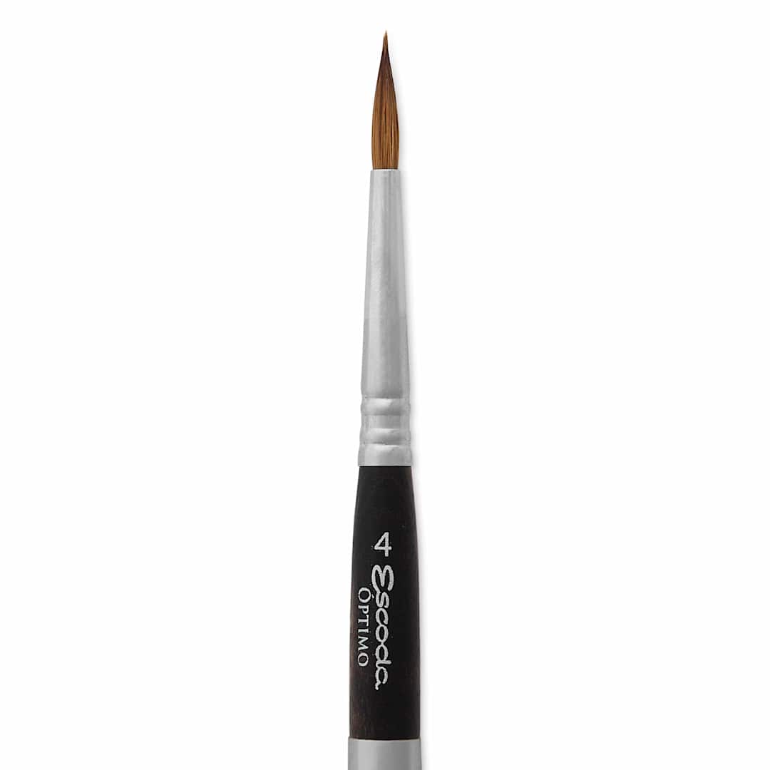 Open in modal - Escoda Optimo Kolinsky Sable Watercolor Travel Brush - Round, Size 4, close up