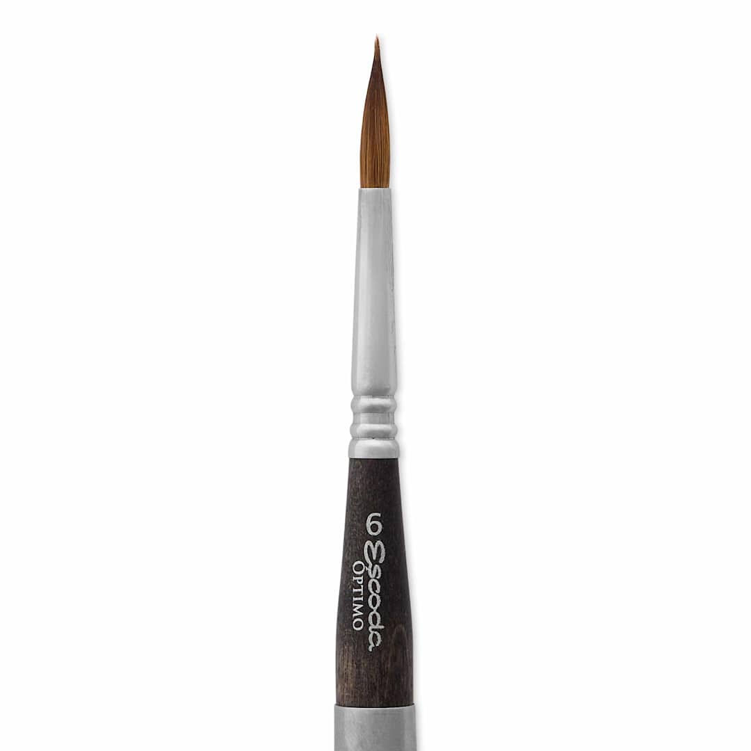 Open in modal - Escoda Optimo Kolinsky Sable Watercolor Travel Brush - Round, Size 6, close up