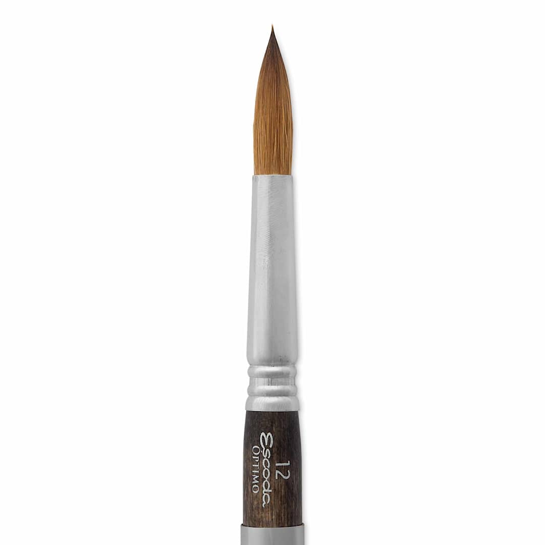 Open in modal - Escoda Optimo Kolinsky Sable Watercolor Travel Brush - Round, Size 12, close up