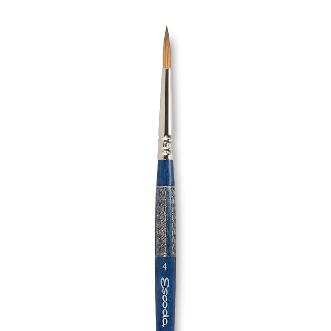Open in modal - Escoda Optimo Kolinsky Sable Brush - Pointed Round, Short Handle, Size 4