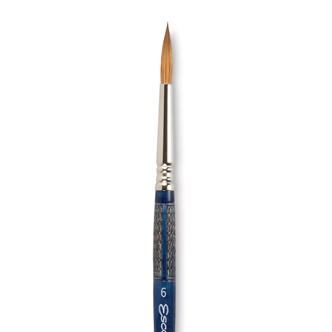 Open in modal - Escoda Optimo Kolinsky Sable Brush - Pointed Round, Short Handle, Size 6
