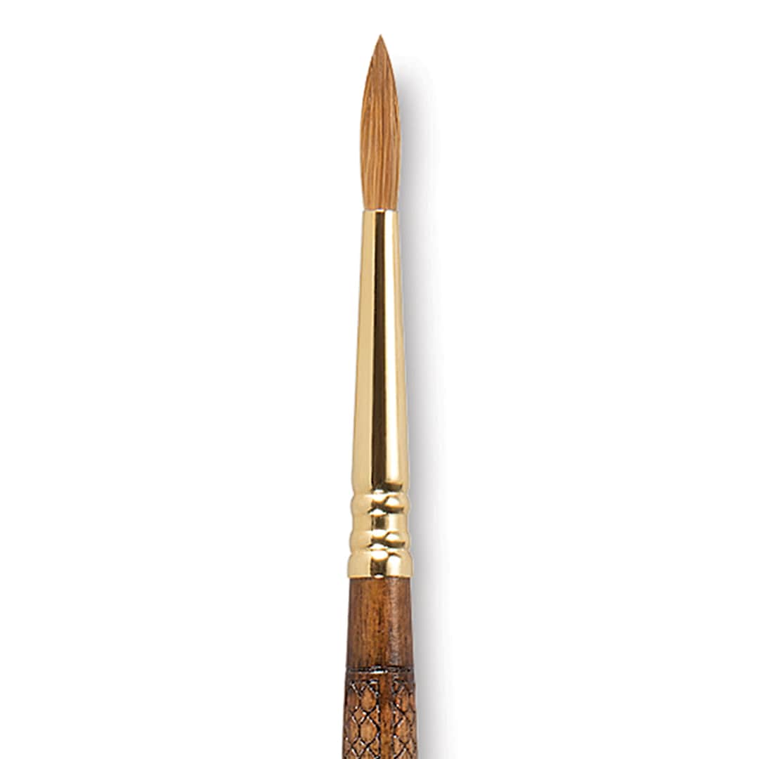 Open in modal - Escoda Reserva Kolinsky-Tajmyr Sable Brush - Pointed Round, Short Handle, Size 4 (close-up)