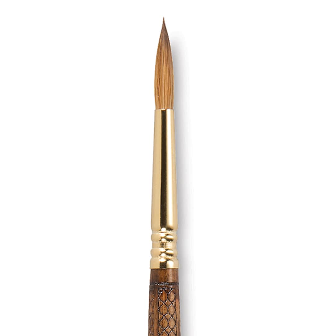Open in modal - Escoda Reserva Kolinsky-Tajmyr Sable Brush - Pointed Round, Short Handle, Size 6 (close-up)