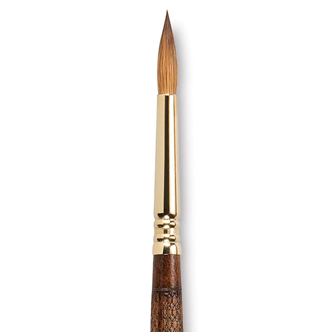 Open in modal - Escoda Reserva Kolinsky-Tajmyr Sable Brush - Pointed Round, Short Handle, Size 8 (close-up)