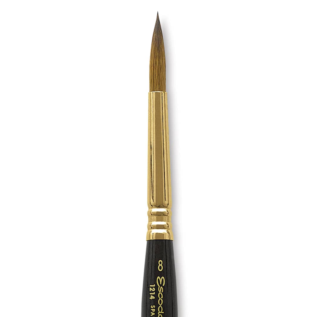 Open in modal - Escoda Reserva Kolinsky-Tajmyr Sable Brush - Pocket Round, Short Handle, Size 8 (close-up)