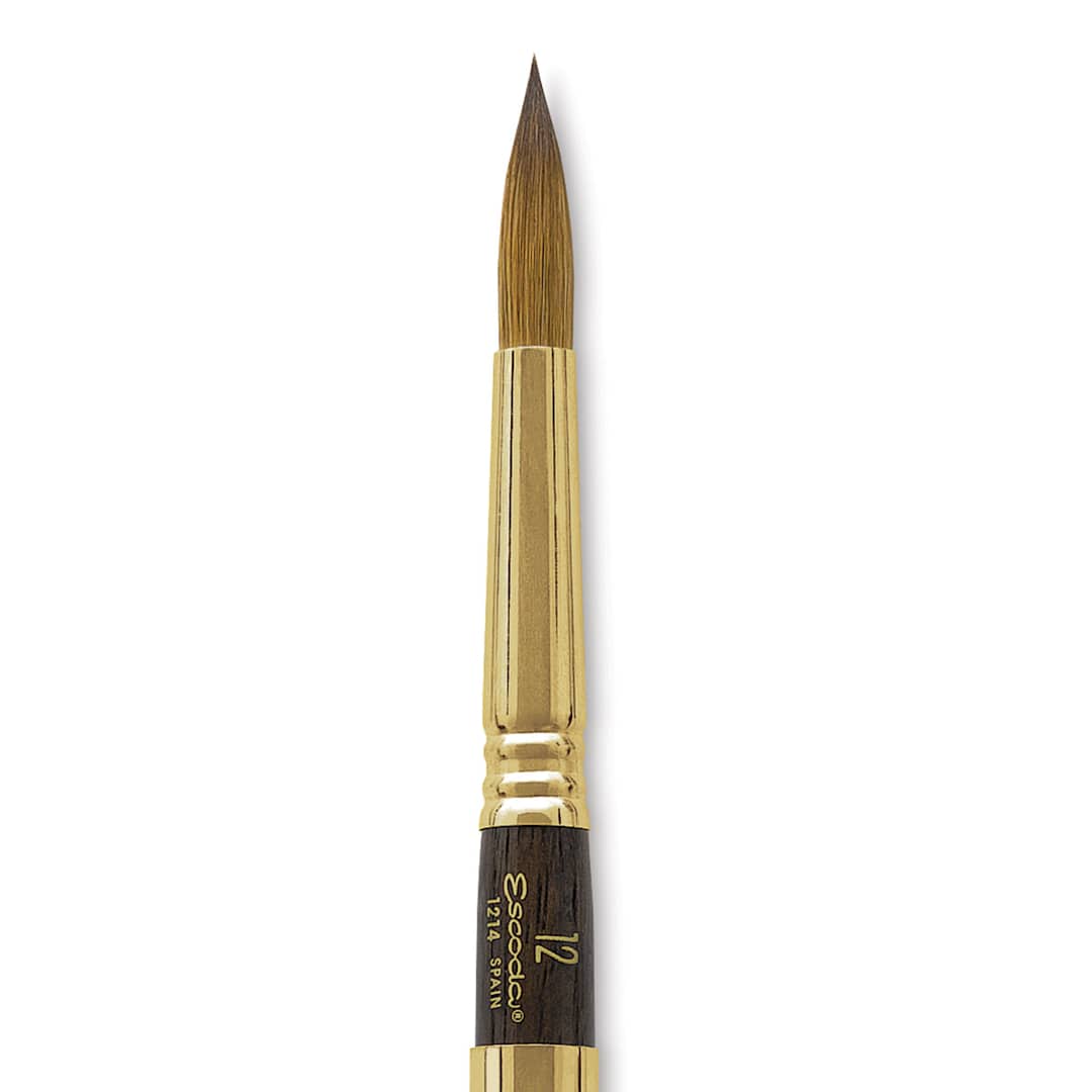 Open in modal - Escoda Reserva Kolinsky-Tajmyr Sable Brush - Pocket Round, Short Handle, Size 12 (close-up)