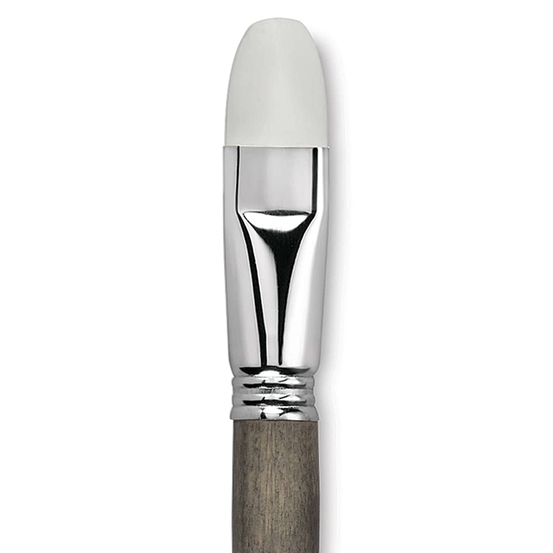 Open in modal - Escoda Perla Toray White Synthetic Brush - Bright, Short Handle, Size 22 (Close-up of brush)