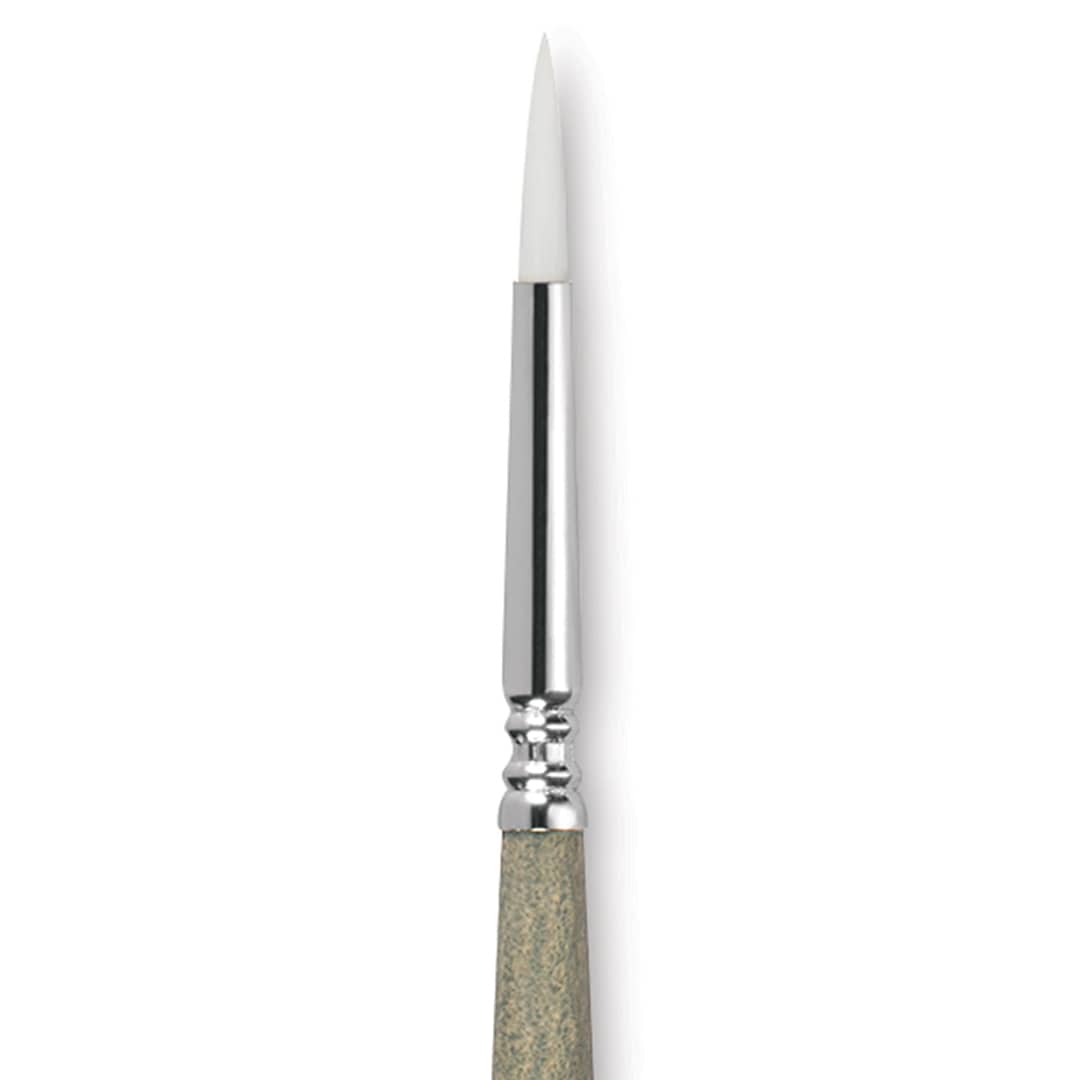 Open in modal - Escoda Perla Toray White Synthetic Brush - Round, Short Handle, Size 6 close up