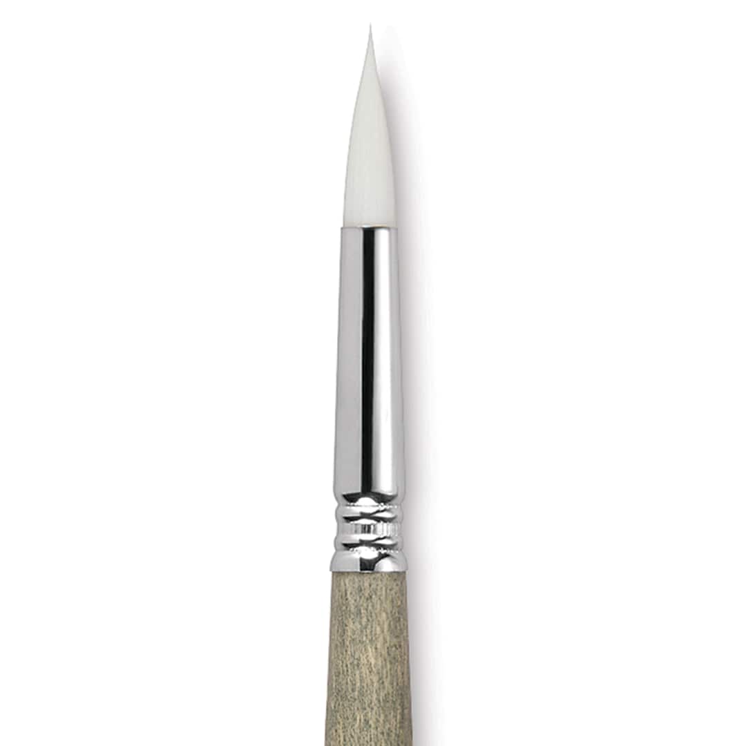 Open in modal - Escoda Perla Toray White Synthetic Brush - Round, Short Handle, Size 12 close up