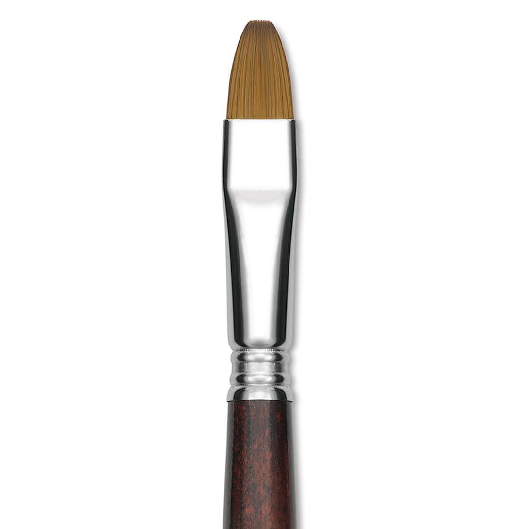 Open in modal - Escoda Prado Tame Synthetic Brush - Bright, Short Handle, Size 12 (Close-up of brush)