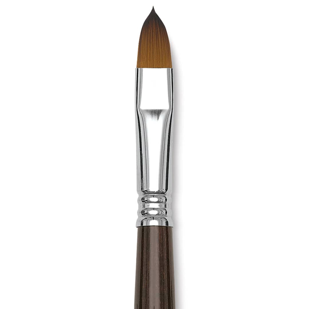 Open in modal - Escoda Prado Tame Synthetic Brush - Filbert, Short Handle, Size 12 (Close-up of brush)