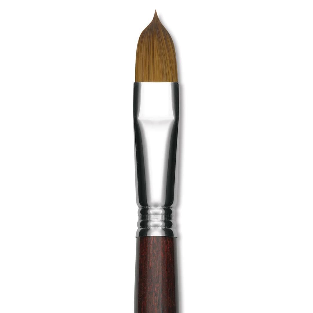 Open in modal - Escoda Prado Tame Synthetic Brush - Filbert, Short Handle, Size 16 (Close-up of brush)