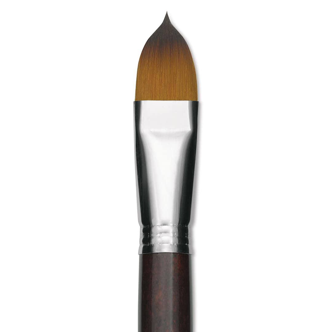 Open in modal - Escoda Prado Tame Synthetic Brush - Filbert, Short Handle, Size 22 (Close-up of brush)