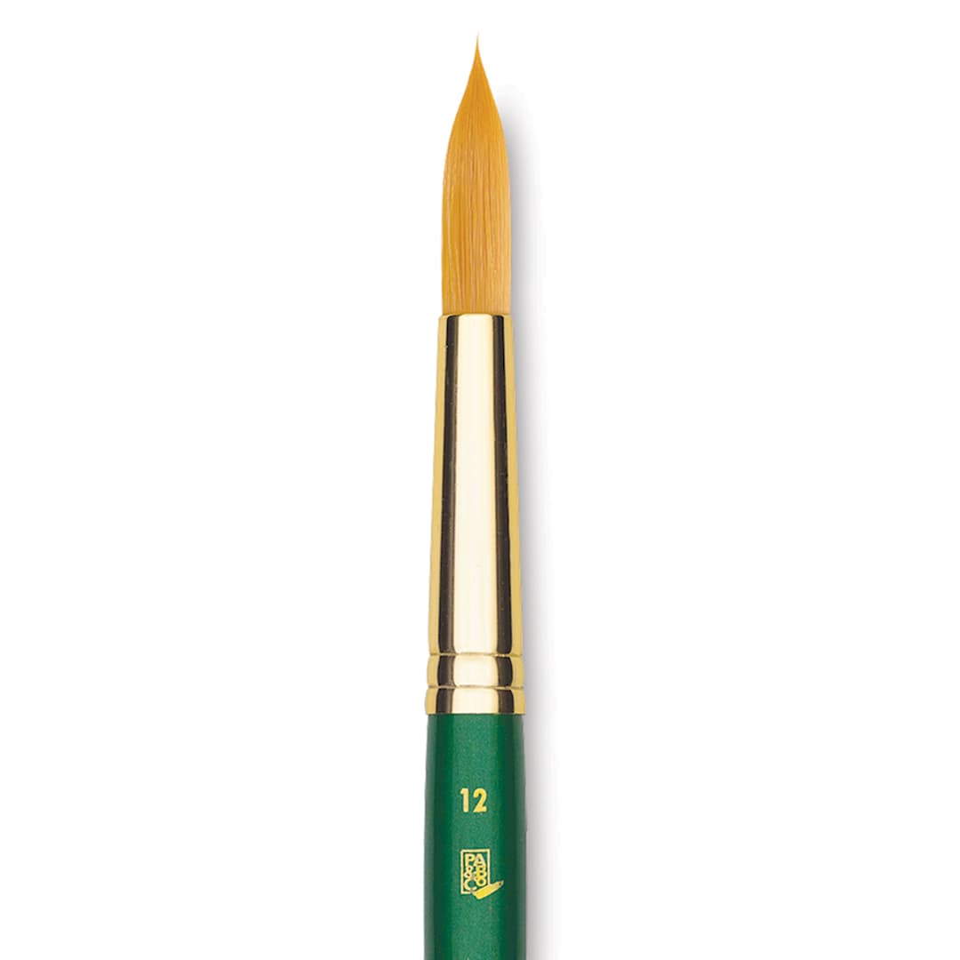 Open in modal - Princeton Good Synthetic Golden Taklon Brush - Round, Short Handle, Size 12 closeup
