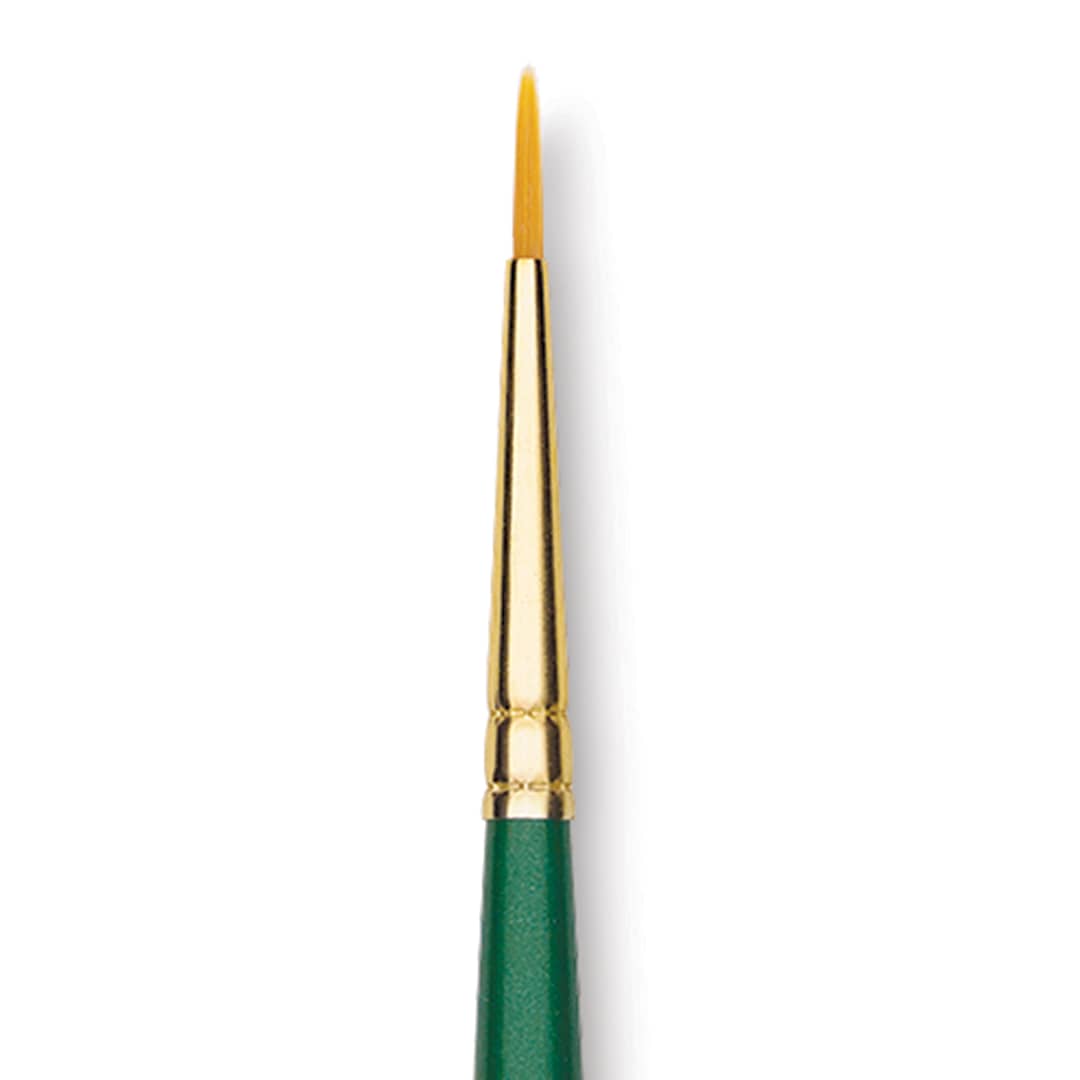 Open in modal - Princeton Good Synthetic Golden Taklon Brush - Round, Short Handle, Size 2/0 closeup