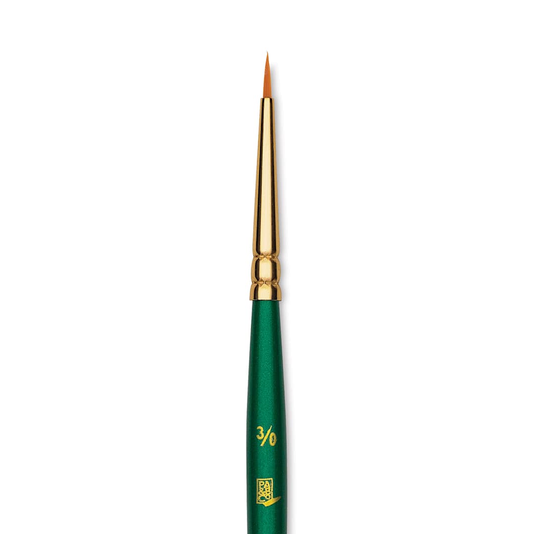 Open in modal - Princeton Good Synthetic Golden Taklon Brush - Round, Short Handle, Size 3/0 closeup