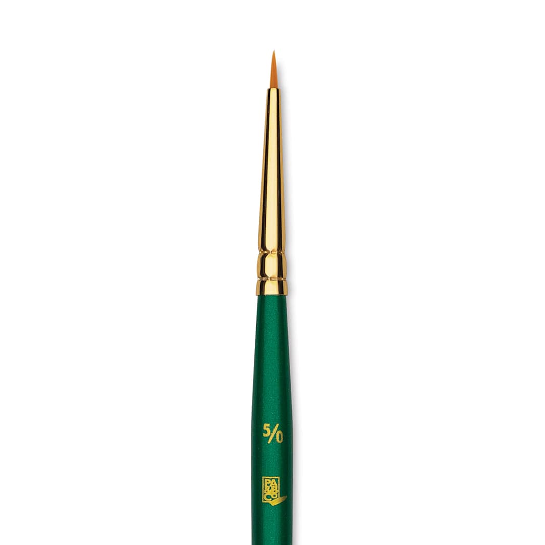 Open in modal - Princeton Good Synthetic Golden Taklon Brush - Round, Short Handle, Size 5/0 closeup
