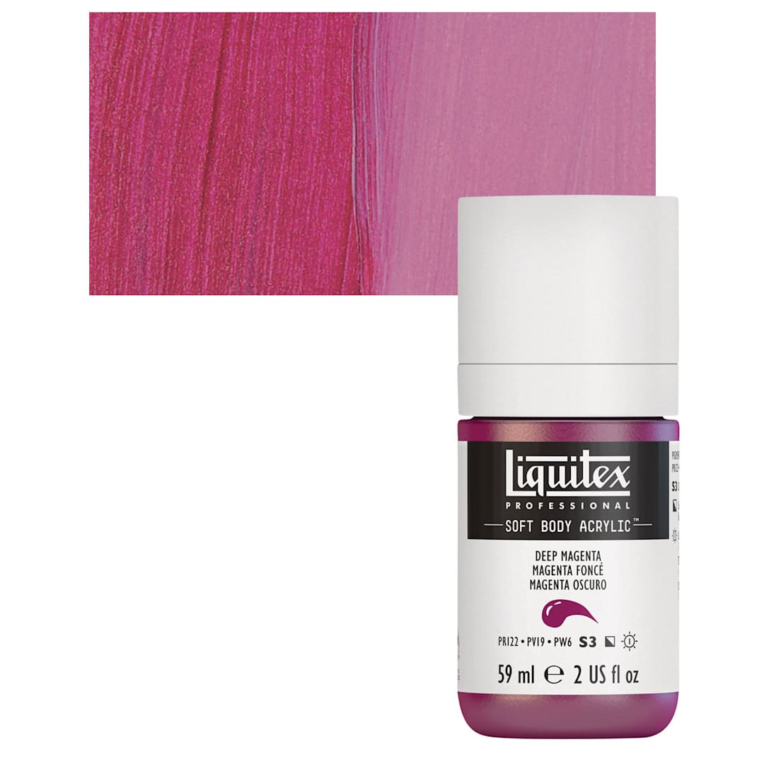 Open in modal - Liquitex Soft Body Artist Acrylic - Deep Magenta, 59 ml bottle and swatch