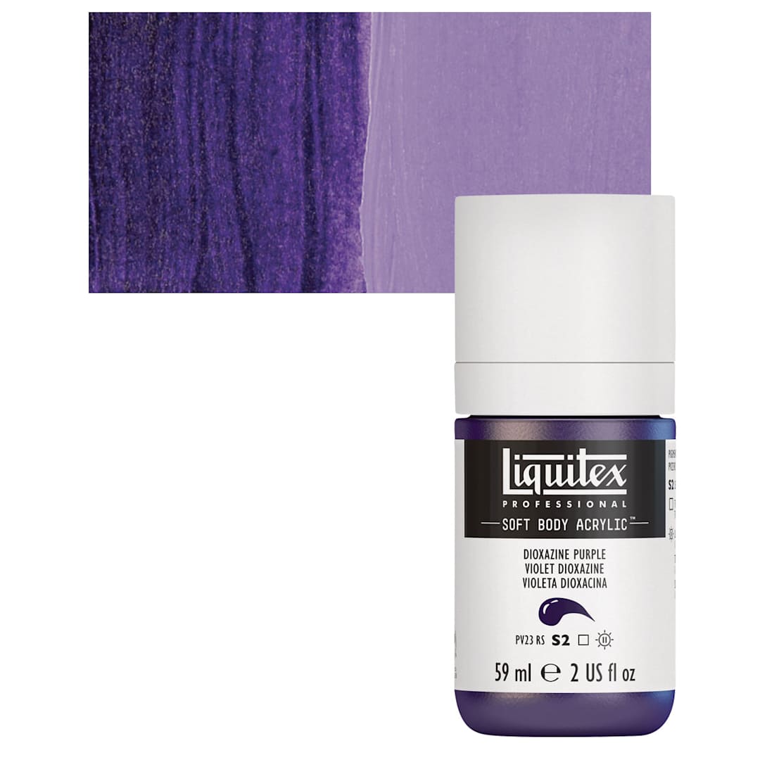Open in modal - Liquitex Soft Body Artist Acrylic - Dioxazine Purple, 59 ml bottle and swatch