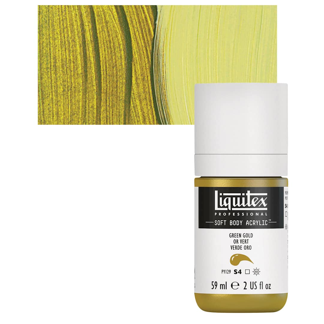 Open in modal - Liquitex Soft Body Artist Acrylic - Green Gold, 59 ml bottle and swatch