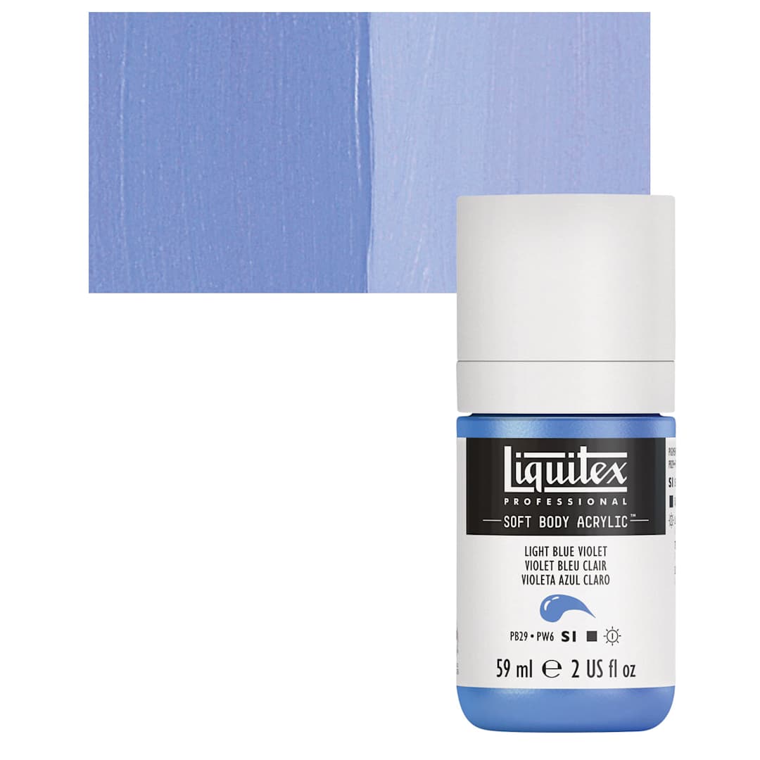 Open in modal - Liquitex Soft Body Artist Acrylic - Light Blue Violet, 59 ml bottle and swatch