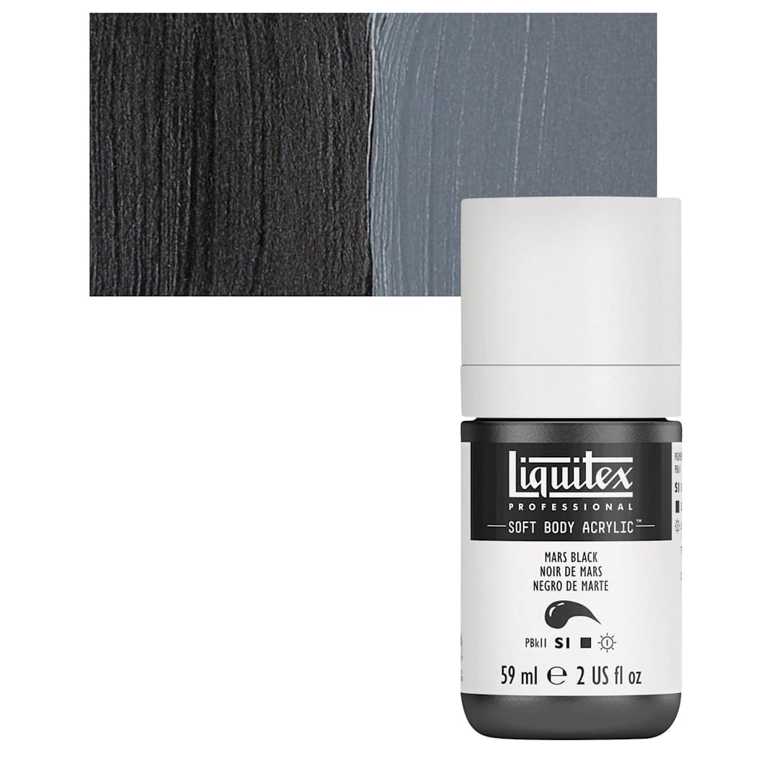 Open in modal - Liquitex Soft Body Artist Acrylic - Mars Black, 59 ml bottle and swatch