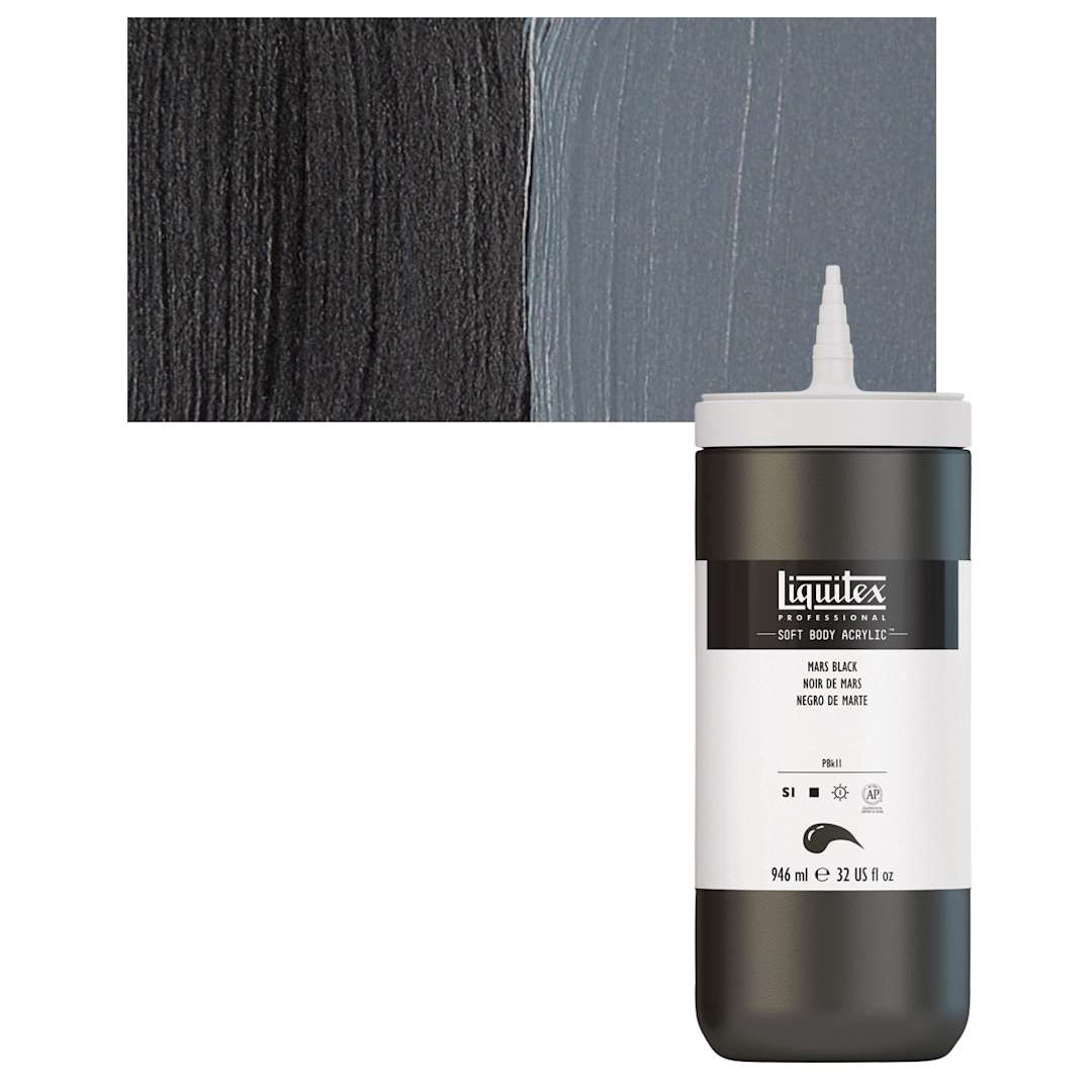 Open in modal - Liquitex Soft Body Artist Acrylic - Mars Black, 946 ml bottle and swatch