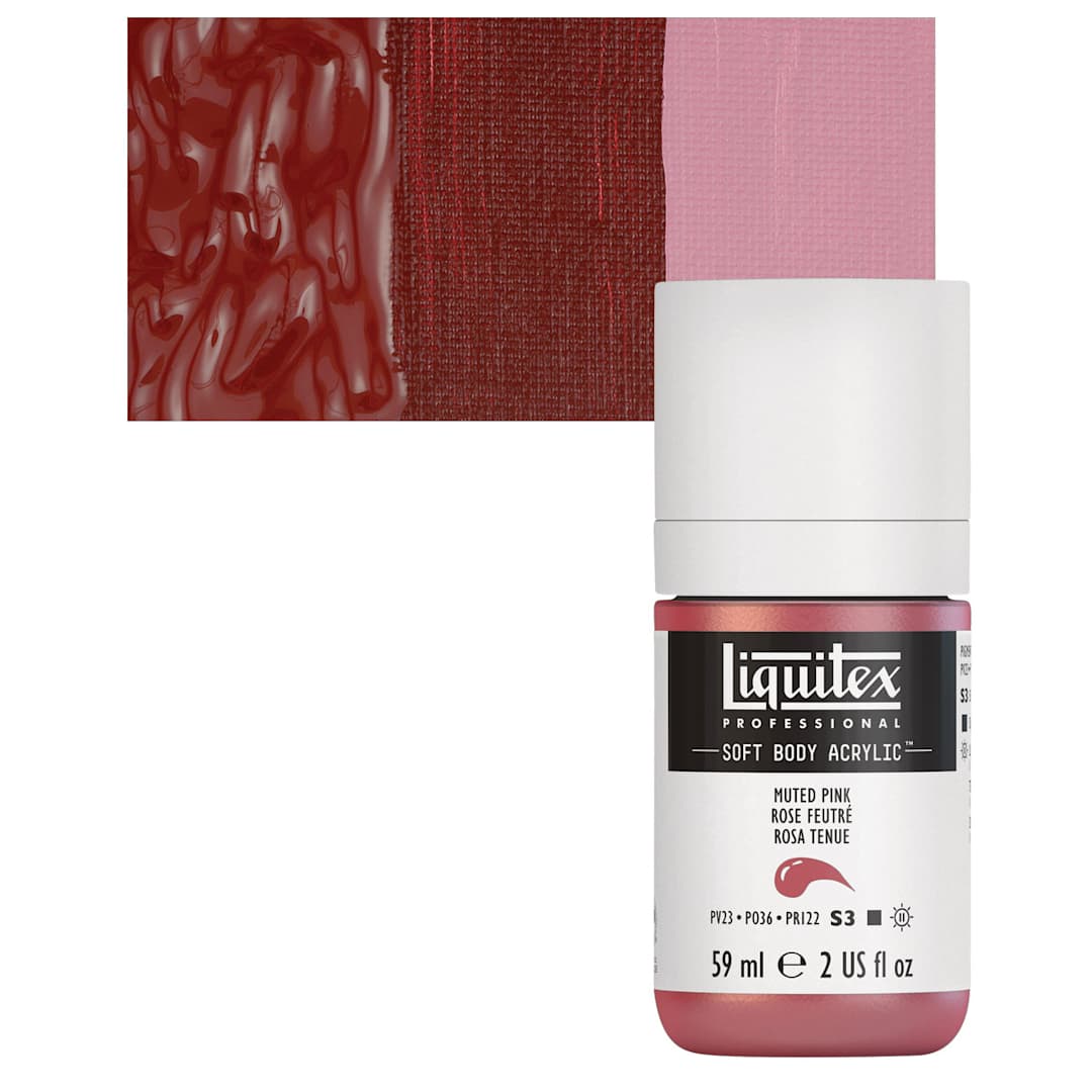 Open in modal - Liquitex Soft Body Artist Acrylic - Muted Pink, 2 oz bottle and swatch