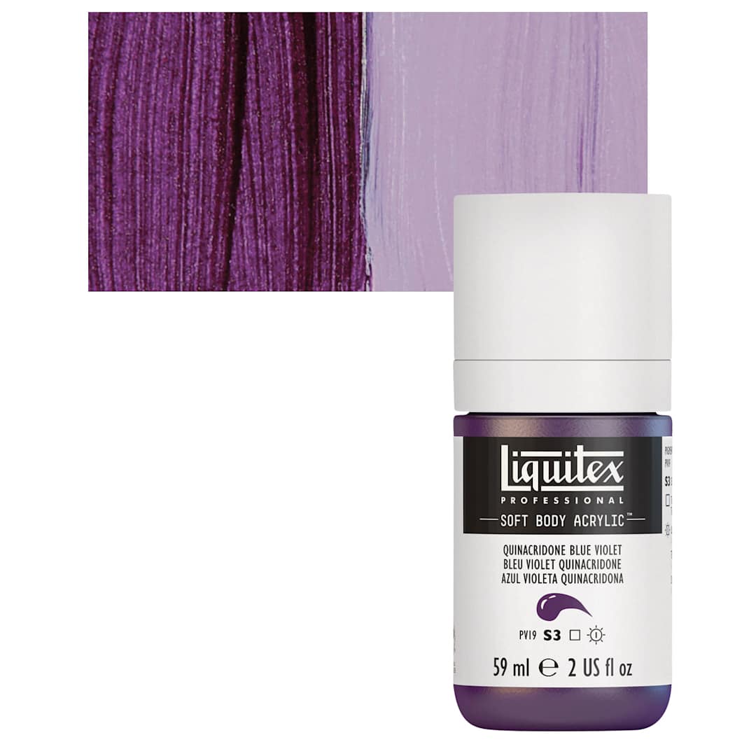 Open in modal - Liquitex Soft Body Artist Acrylic - Quinacridone Blue Violet, 59 ml bottle and swatch