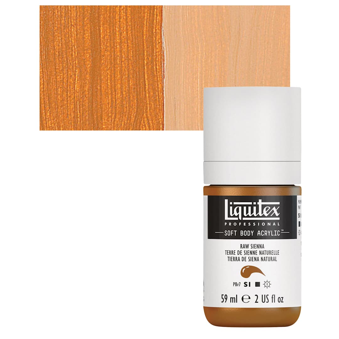 Open in modal - Liquitex Soft Body Artist Acrylic - Raw Sienna, 59 ml bottle and swatch
