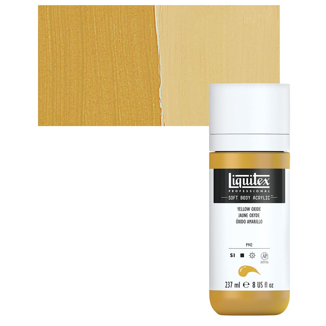 Open in modal - Liquitex Soft Body Artist Acrylic - Yellow Oxide, 237 ml bottle and swatch
