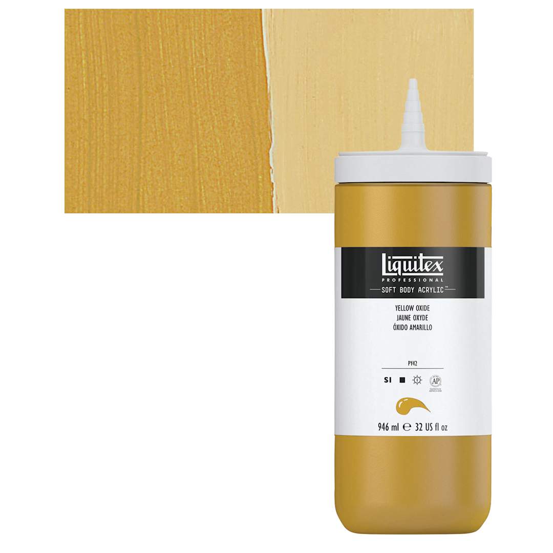 Open in modal - Liquitex Soft Body Artist Acrylic - Yellow Oxide, 946 ml bottle and swatch