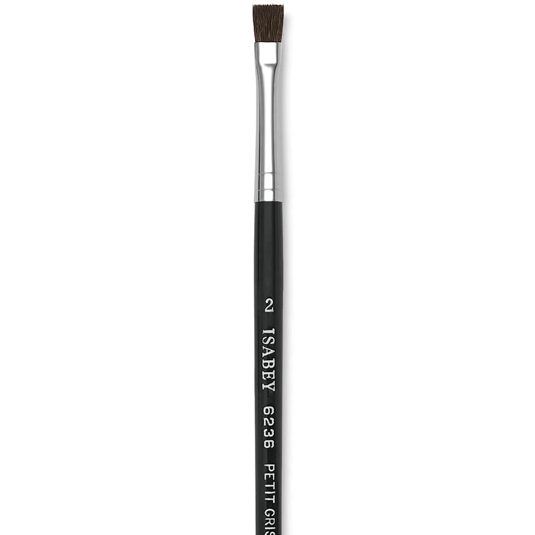 Open in modal - Isabey Siberian Blue Squirrel Brush -  Flat, Short Handle, Size 2