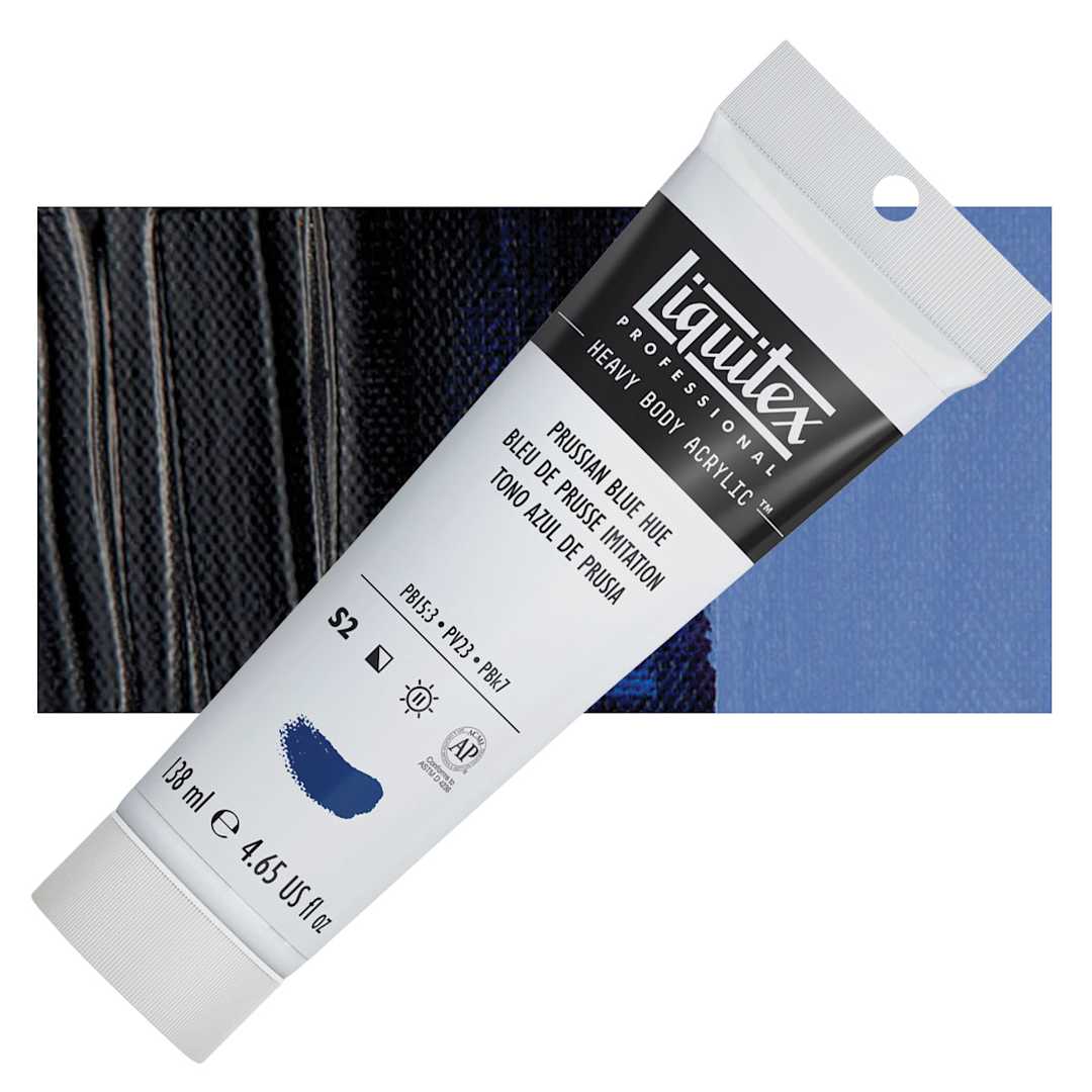 Open in modal - Liquitex Heavy Body Artist Acrylic - Prussian Blue Hue, 4.65 oz Tube and swatch