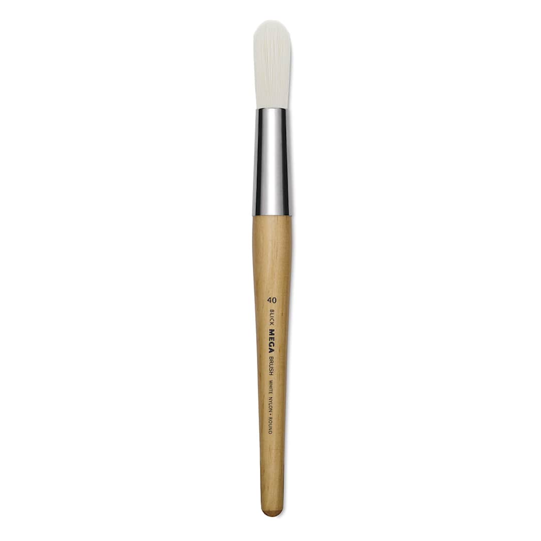 Open in modal - Blick Mega White Synthetic Brush - Mega Round, Short Handle, Size 40