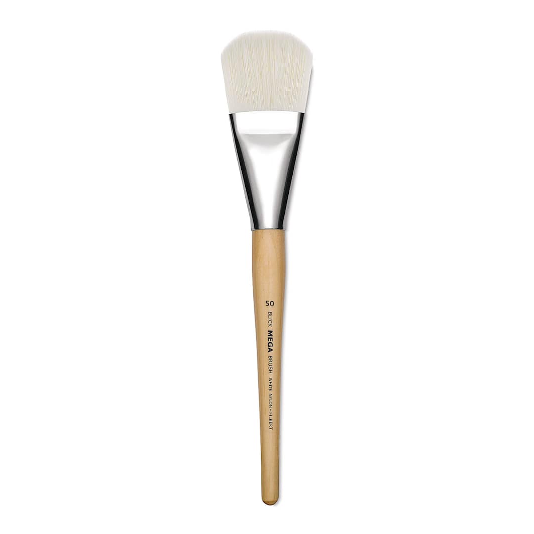 Open in modal - Blick Mega White Synthetic Brush - Mega Filbert, Short Handle, Size 50