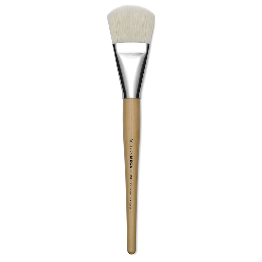 Open in modal - Blick Mega White Synthetic Brush - Mega Filbert, Short Handle, Size 40