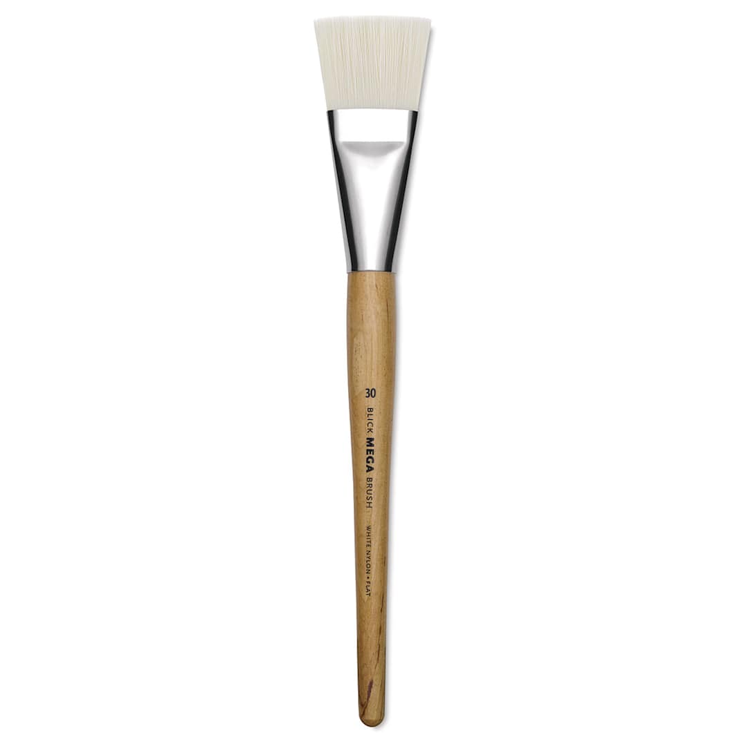 Open in modal - Blick Mega White Synthetic Brush - Mega Flat, Short Handle, Size 30