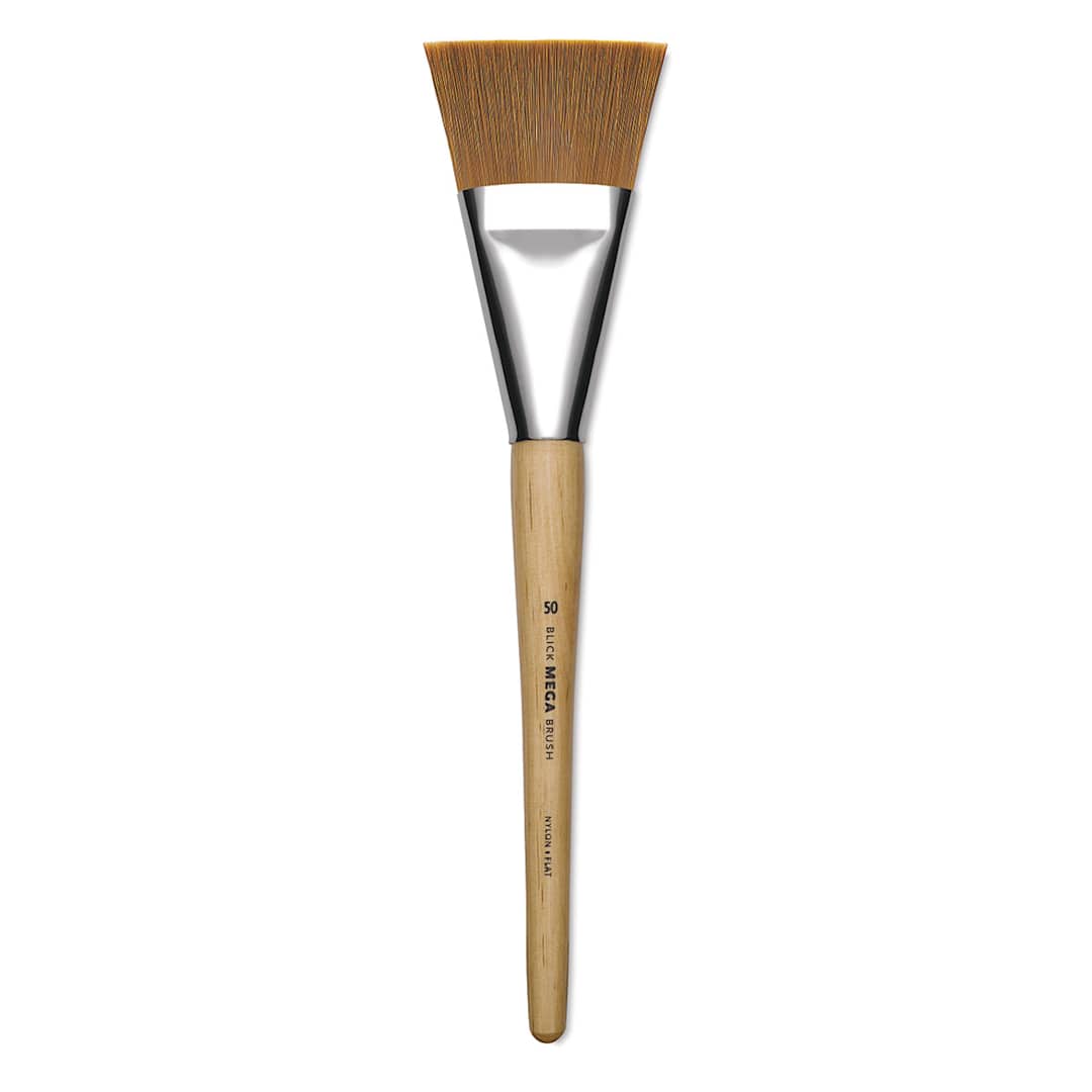 Open in modal - Blick Mega Golden Taklon Brush - Mega Flat, Short Handle, Size 50