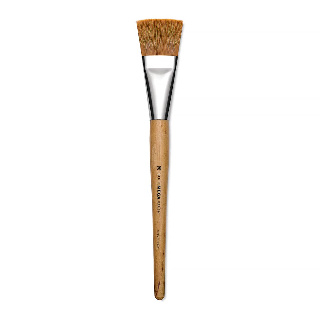 Open in modal - Blick Mega Golden Taklon Brush - Mega Flat, Short Handle, Size 30