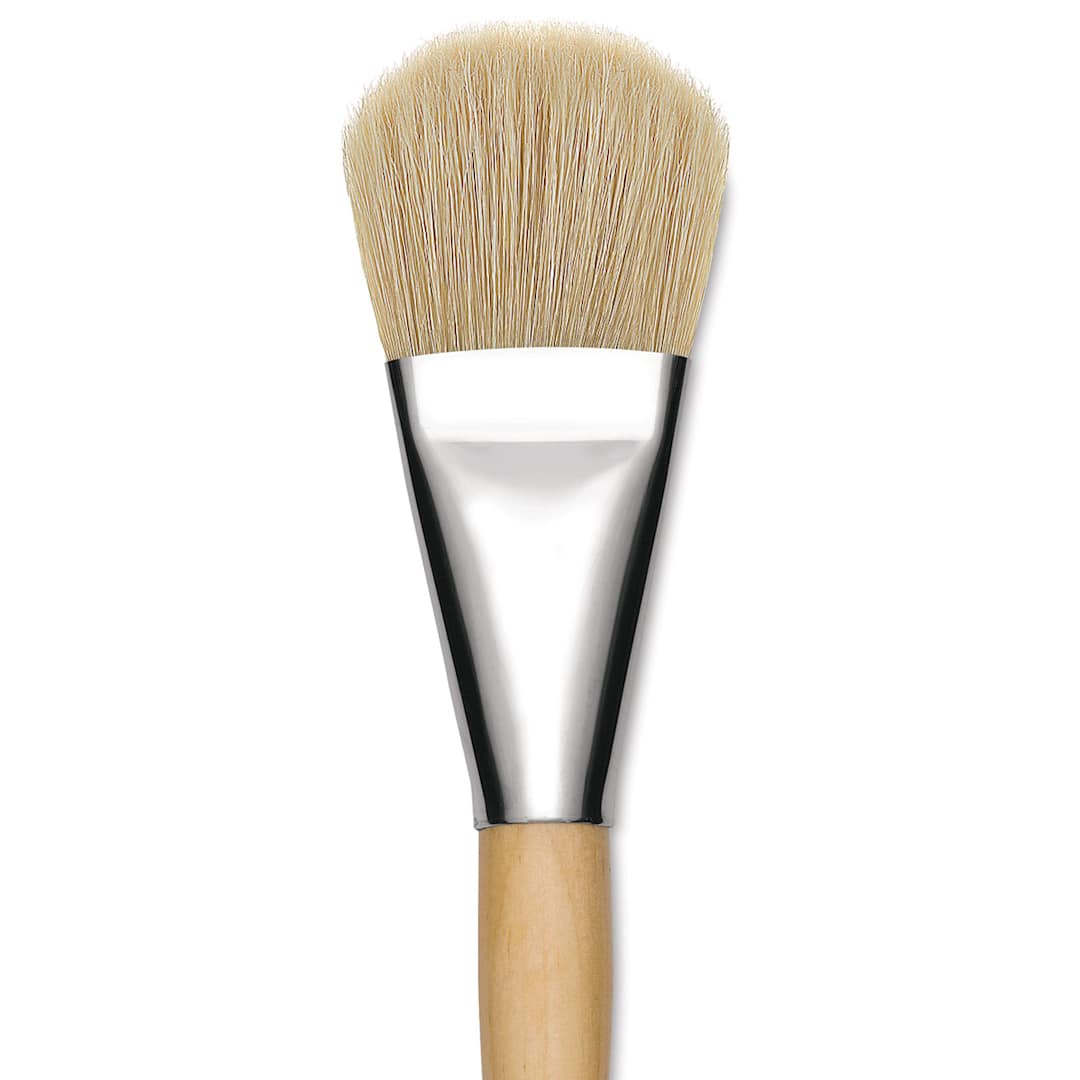 Open in modal - Blick Mega Natural Bristle Brush - Mega Filbert, Short Handle, Size 50, close-up