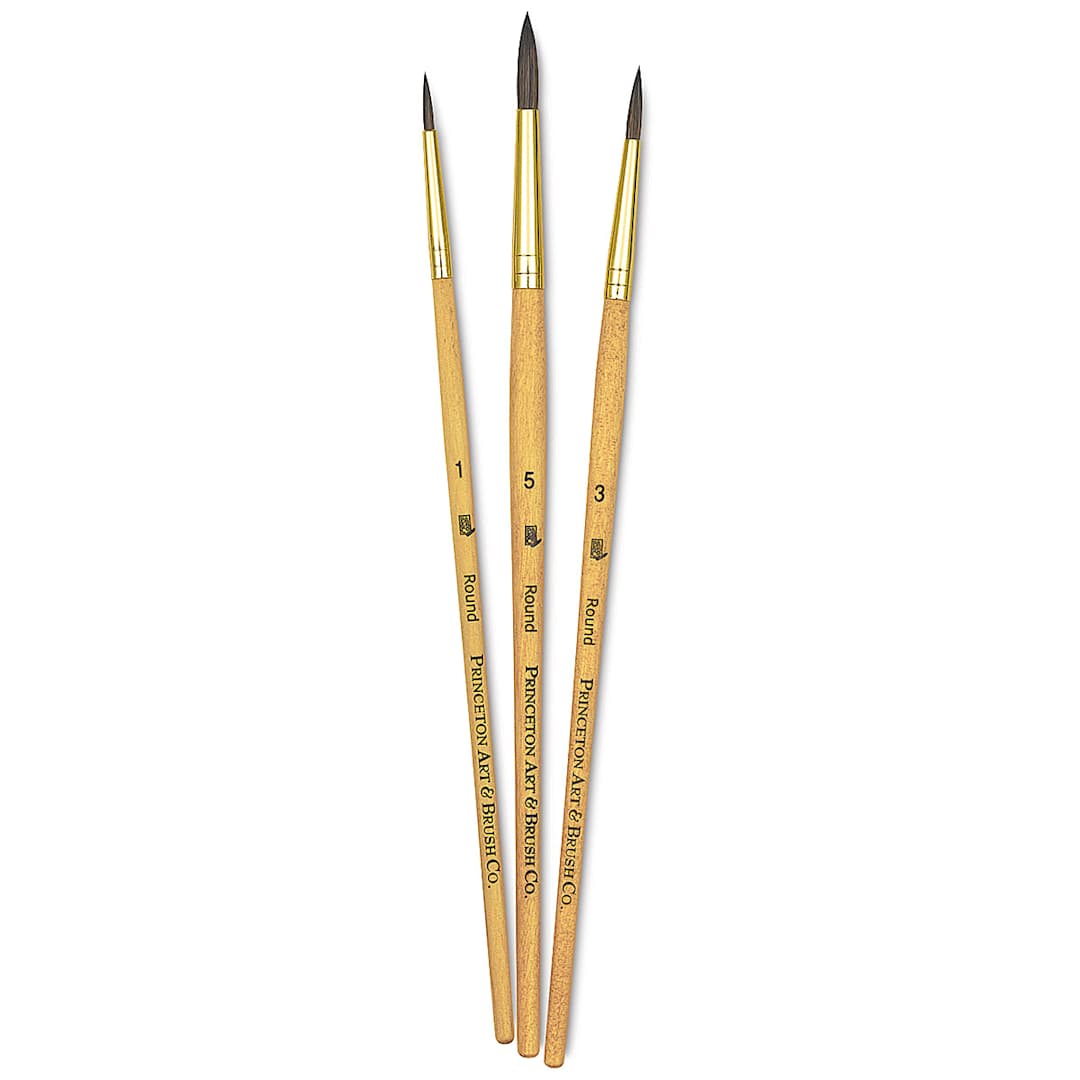 Open in modal - Princeton Real Value Brush Set - 9100, Synthetic Pony Round, Short Handle, Set of 3